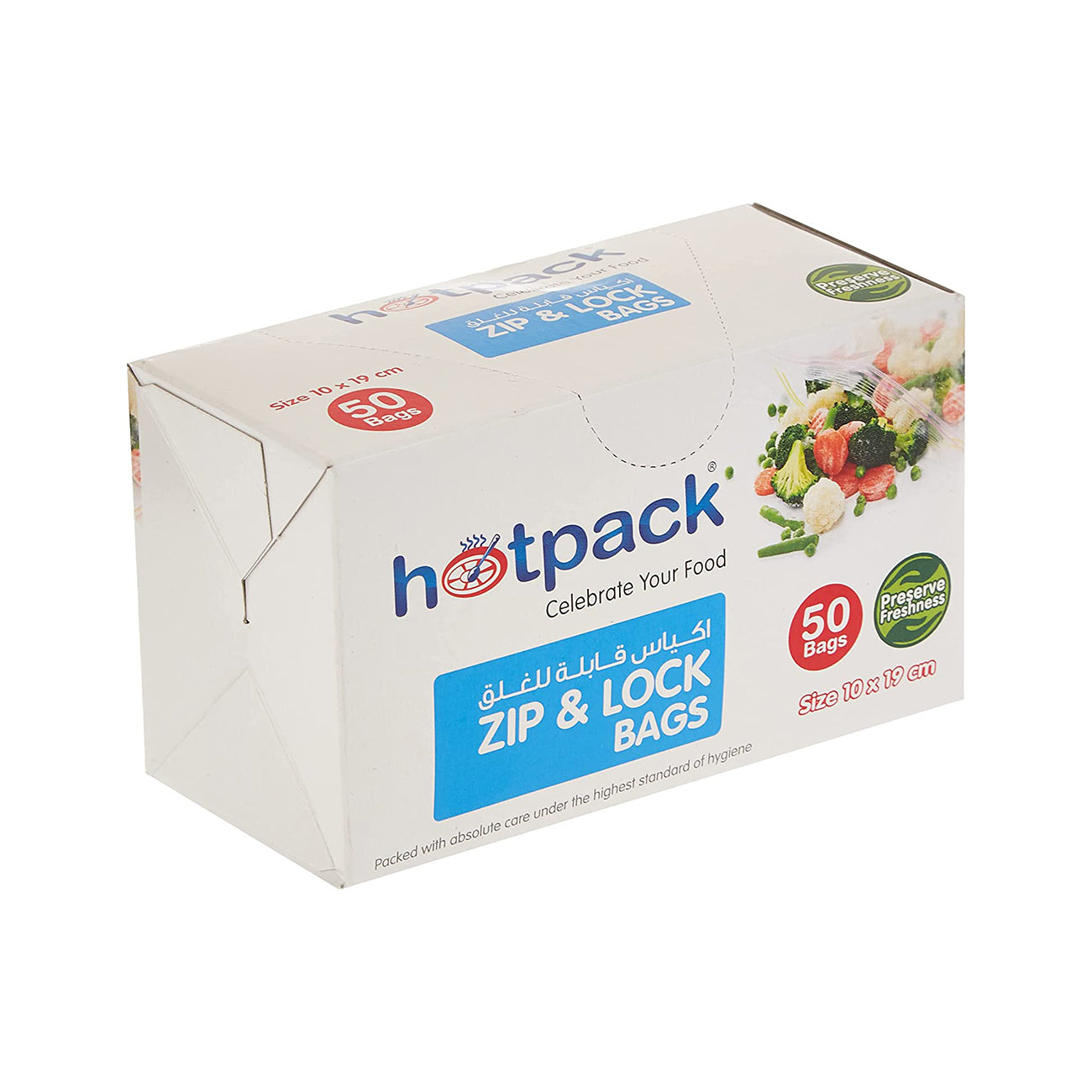 Hotpack Disposable Resealable Plastic Zipper Lock Bag 10x19cm, 50 PCS