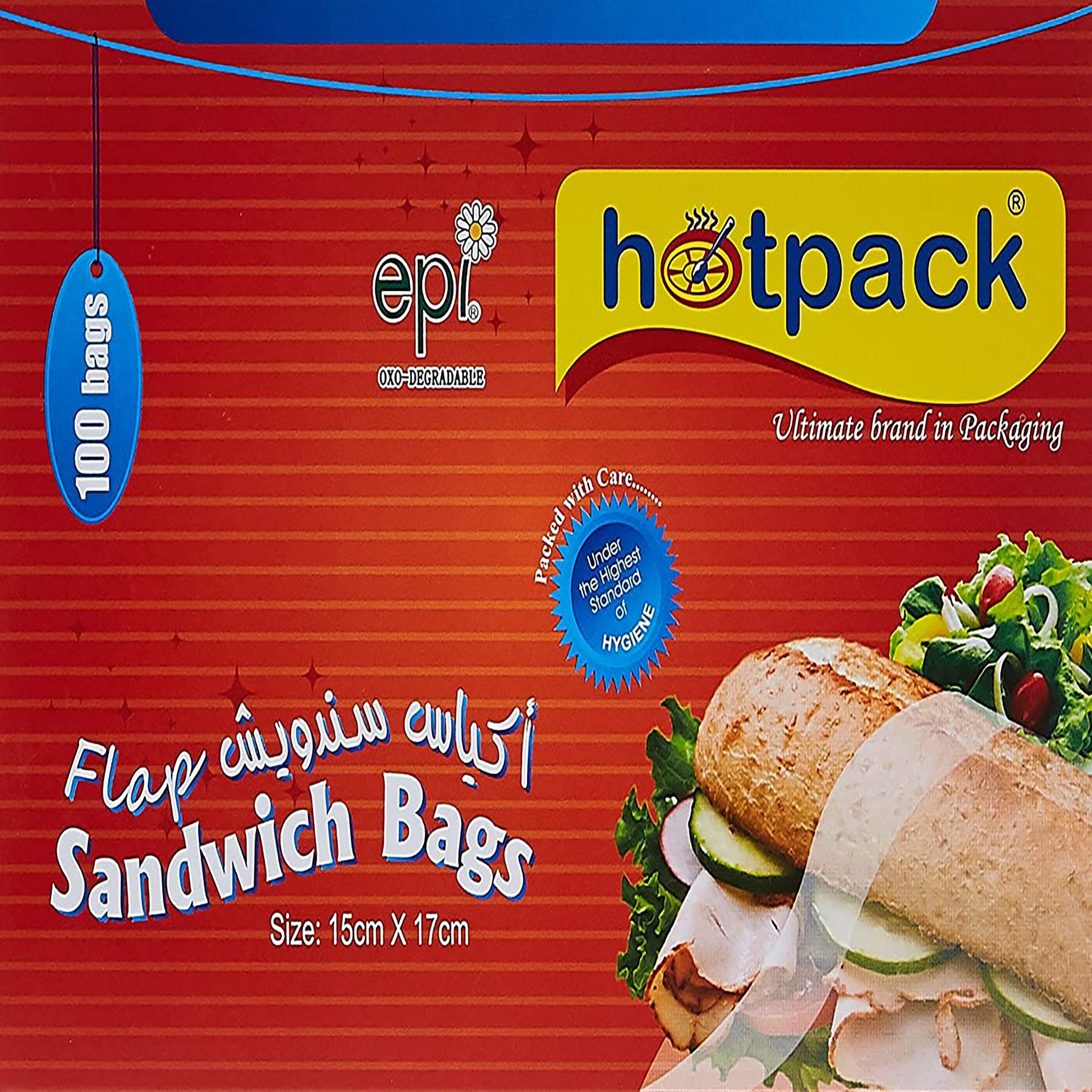 Hotpack Disposable Plastic, Multipurpose, Food Storage, Sandwich Bag 15x17cm, 100 PCS