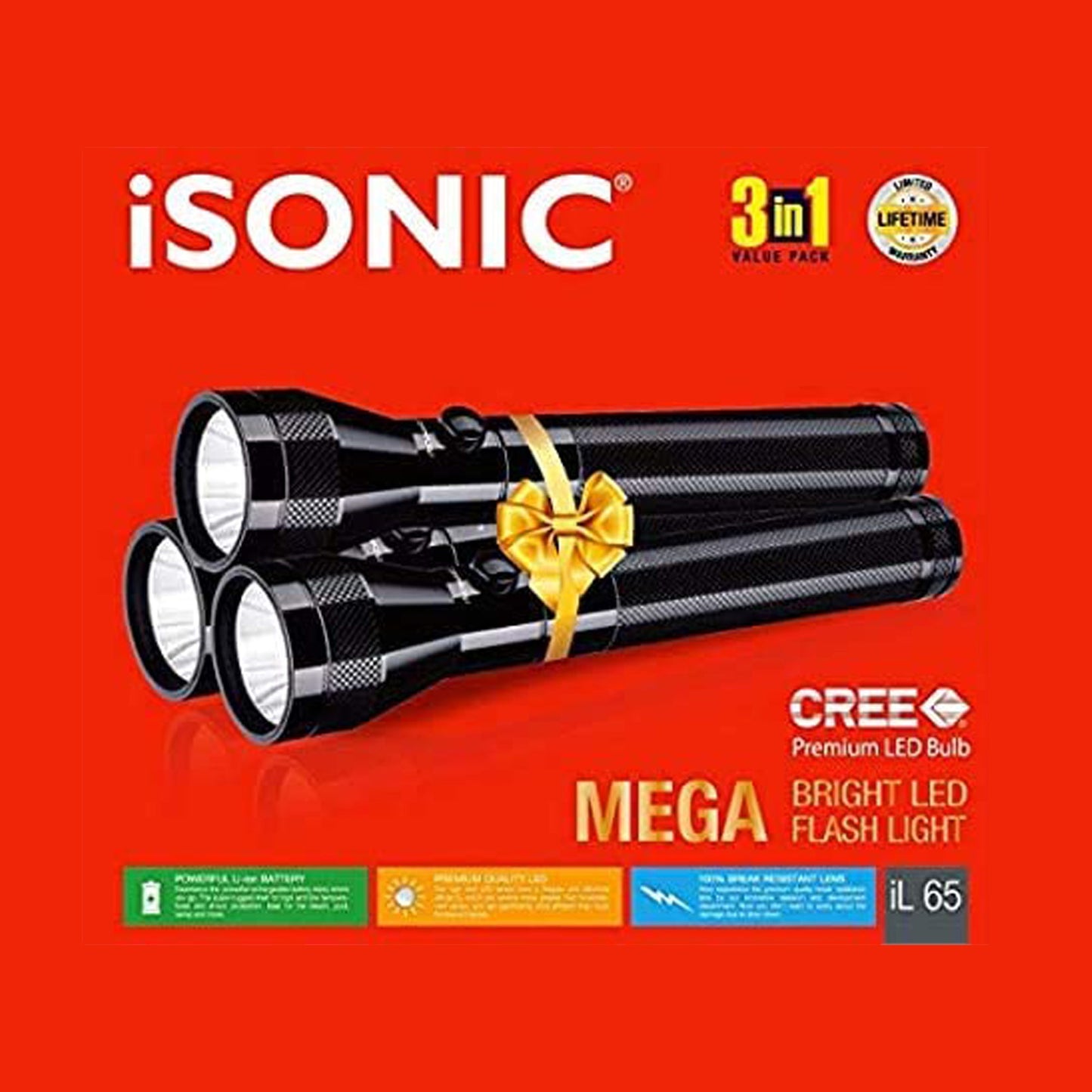 iSONIC iL 65 Mega Bright LED Flash Light (3W)