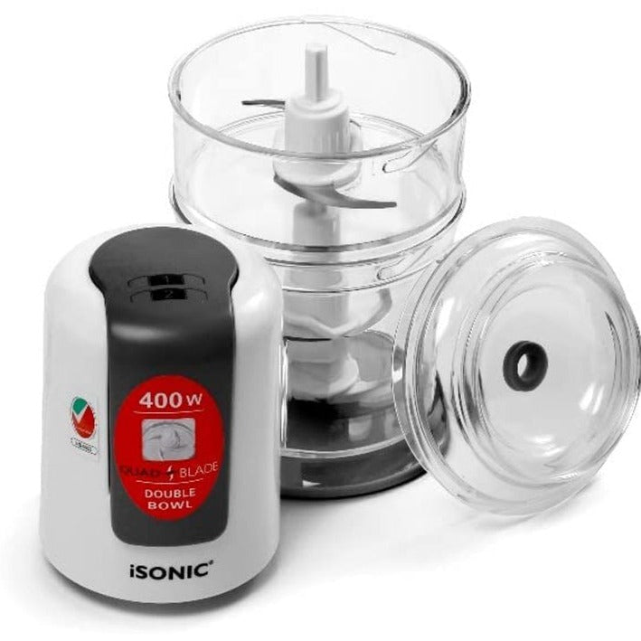 iSonic 400 watt 2 in 1 Multi Chopper/Mincer 500/200ML Jar, IC783 White