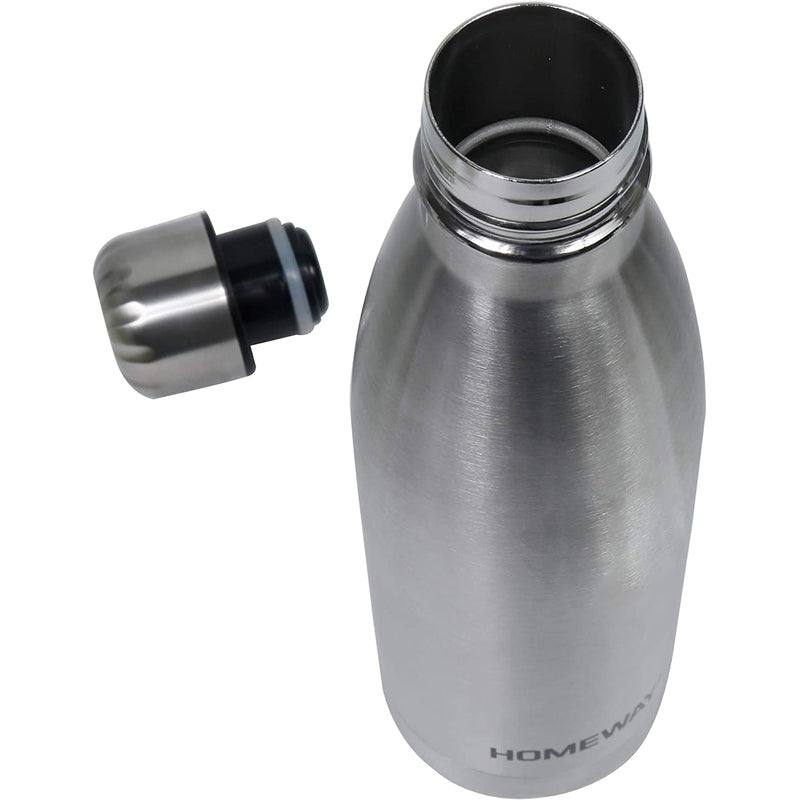 Homeway - 1 Litre Stainless Steel Vacuum Flask, Single Wall Insulated, Hot and Cold Drinks Compatible, Leak-proof, Travel, Camping & Picnic Friendly Design - HW1187