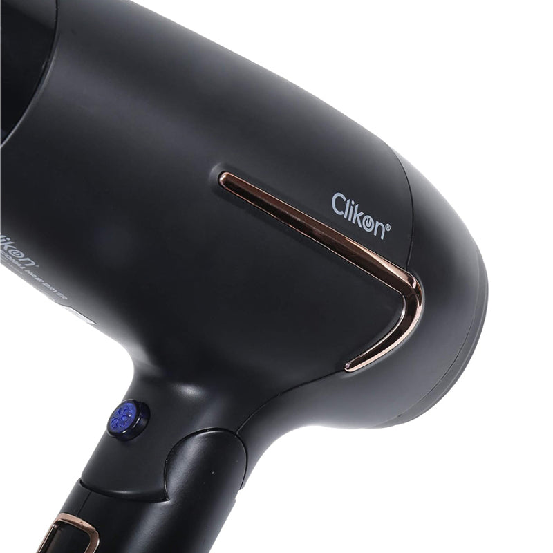 Clikon – Travel Professional Hair Dryer with 2 Speed Settings & Adjustable Heat Settings, Cold Air Function, Removable Filter & Diffuser Included, 2 Year Warranty, Black & Copper – CK3304