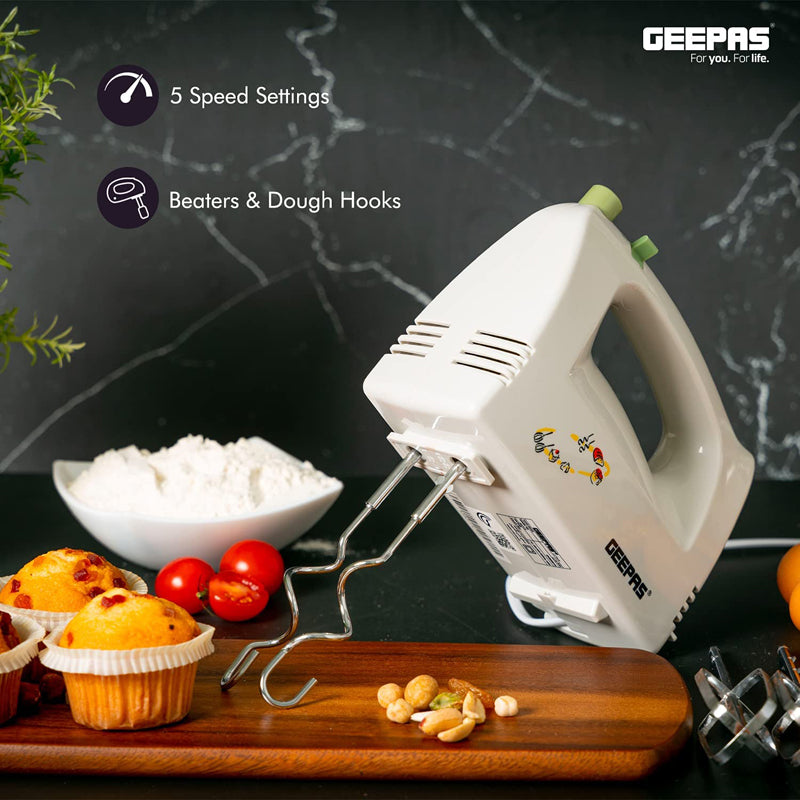 Geepas Hand Mixer 160 Watts, White [ghm2001N]