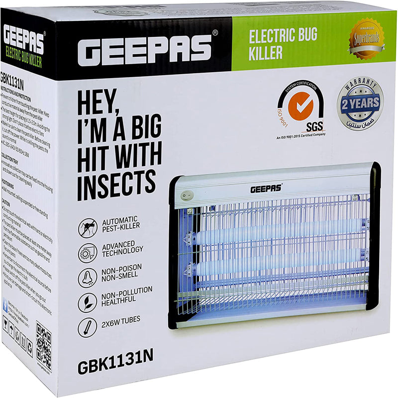 Geepas Electric Bug Killer, Silver/Black, GBK1131N