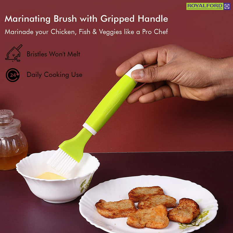 Royalford Kitchen Brush - Marinating and Basting Brush with Ergonomically designed Polymer Handle - Nylon Bristles helps to glaze marinade over food evenly