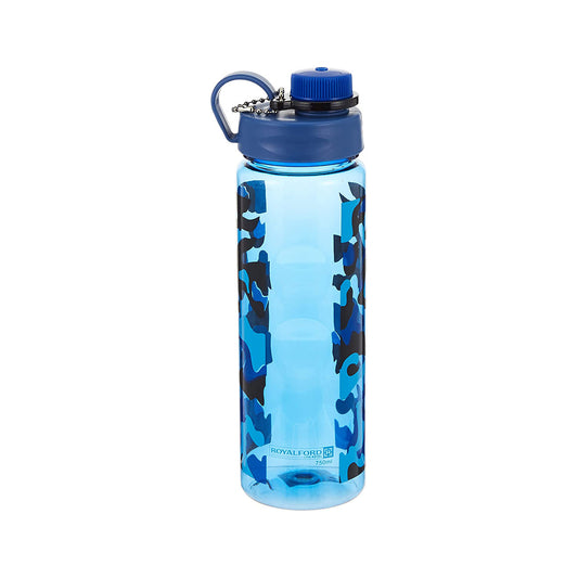 Royalford 750ml Water Bottle - Reusable Water Bottle Wide Mouth with Hanging Clip | Printed Bottle | Perfect while Travelling, Camping and Trekking