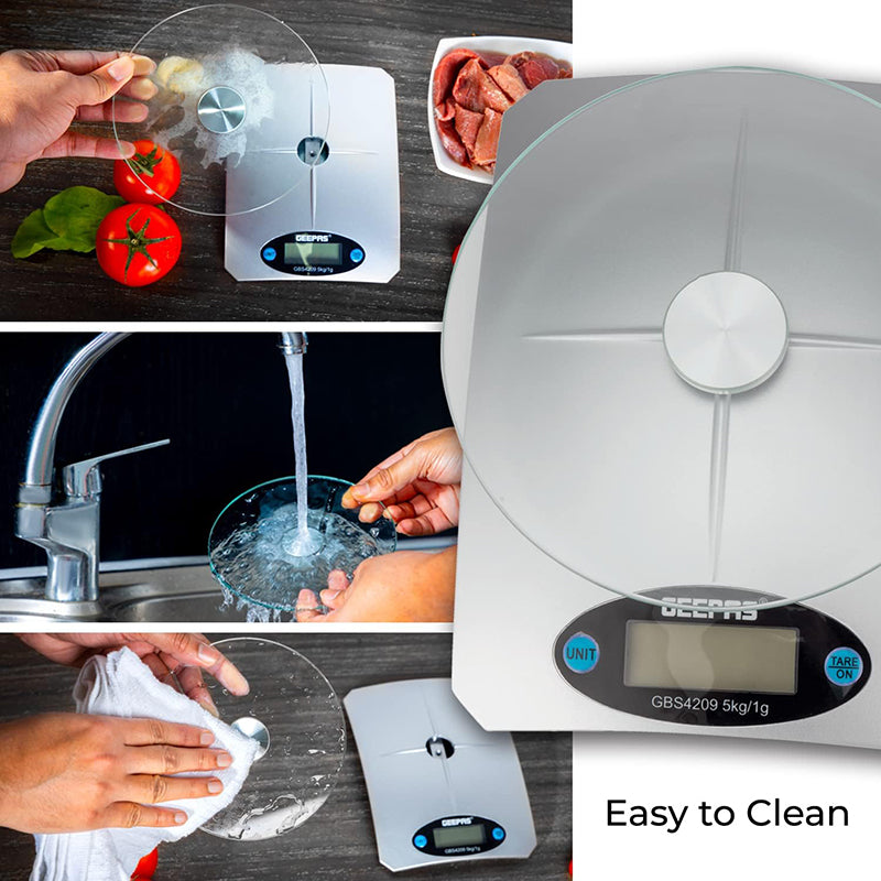 GEEPAS GBS4209,Geepas Digital Kitchen Scale 5Kg Capacity, WHITE,