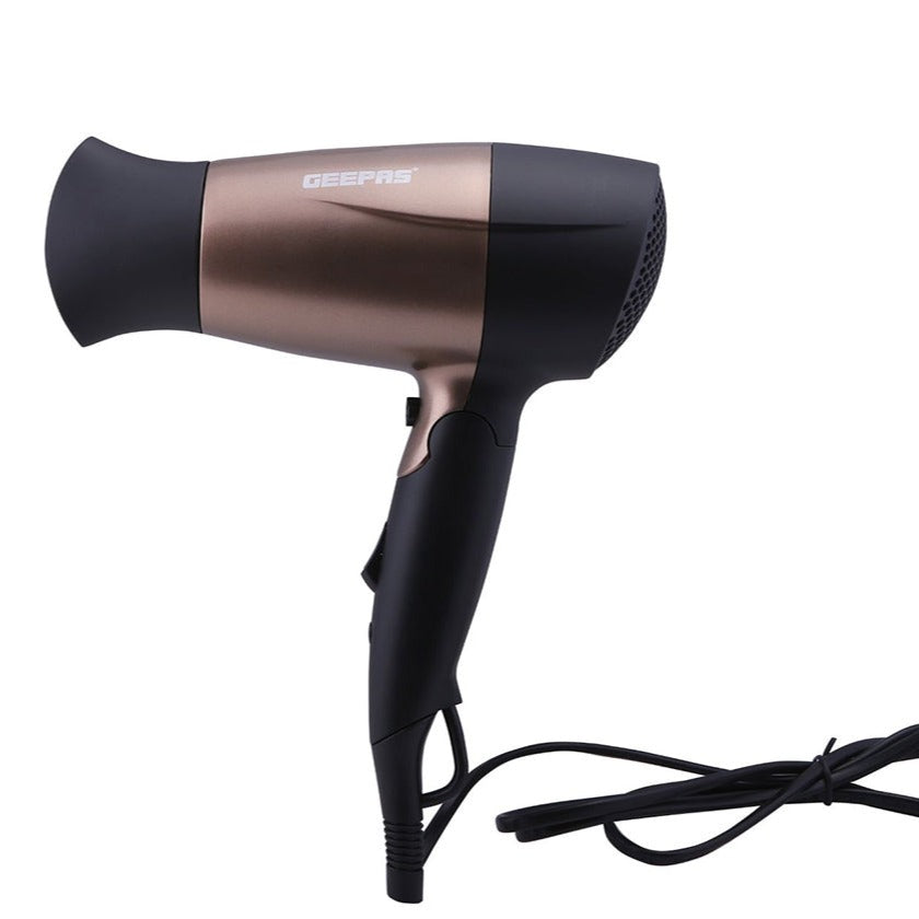 Geepas GH8642 1600W Mini Hair Dryer With Foldable Handle - 2-Speed & 2 Temperature Settings | Cool Shot Function |Ideal For All Types Of Hairs | 2 Years Warranty