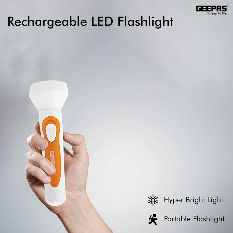 GFL5580 Rechargeable LED Flashlight - Super Bright 1x3W Hi-Power LED Light - Built-In 1500mAh LI-ION Battery, 10 Hours Working (Weak Light) - Powerful Torch For Camping, Hiking, Outdoor Activities