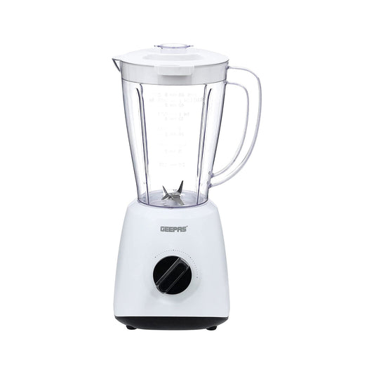 Geepas Blender, 2 Speed & Pulse, 400W Powerful Motor, Gsb9894N Stainless Steel Cutting Blade, 1.5 Litre Glass Jar, 2 Years Warranty, White, Gsb9894