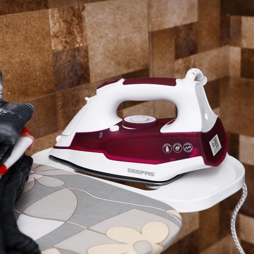 Geepas GSI7809 2400W Steam Iron - Variable Temperature Iron for Crisp Ironed Clothes with Non-Stick Soleplate & 240ml Tank | Steam Generator, Spray & Steam Function