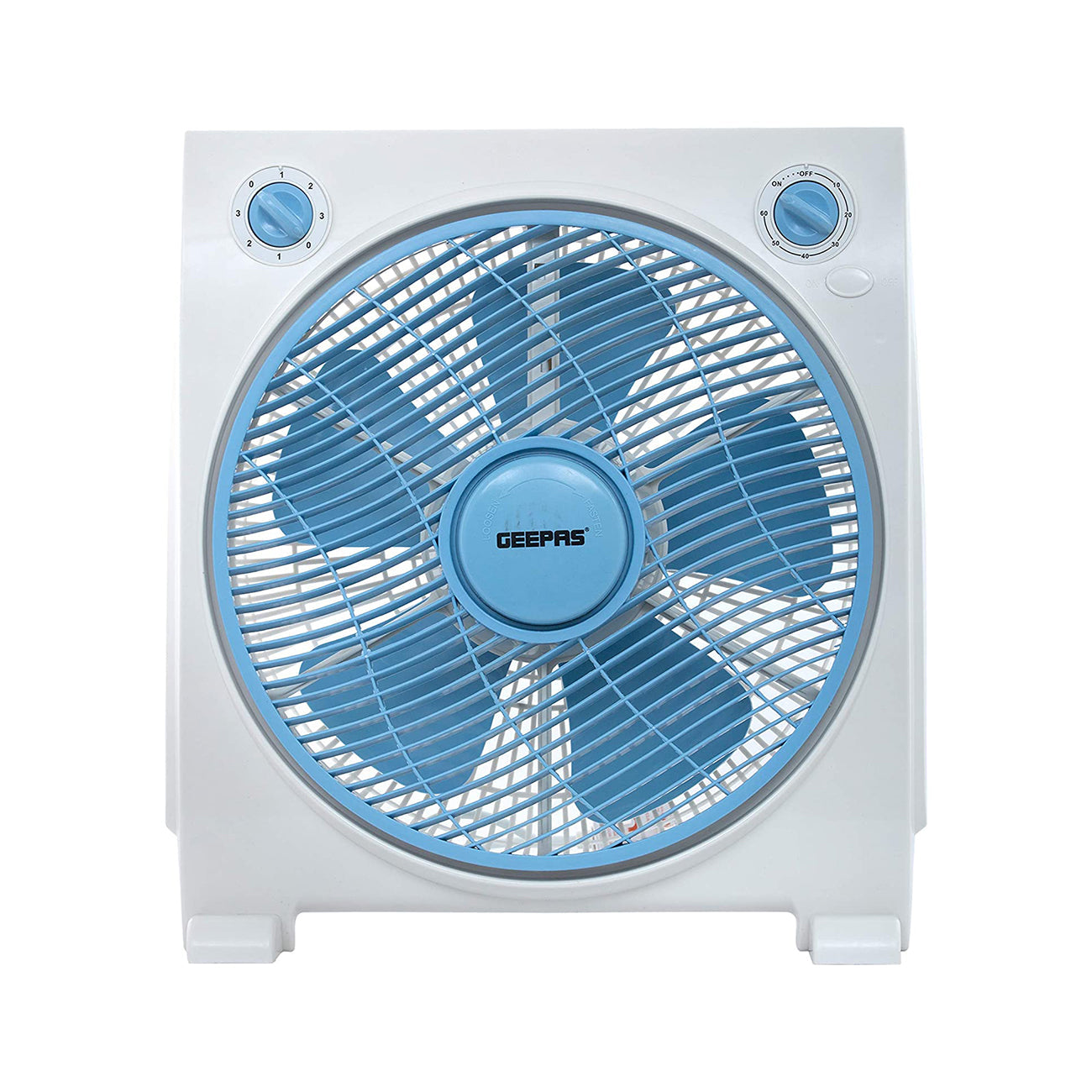 Geepas GF21113 12'' Box Fan - 3 Speed, 60 Minutes Timer -Child Safe Personal Desk Fan with Powerful Copper Motor - Ideal for Office, & Home