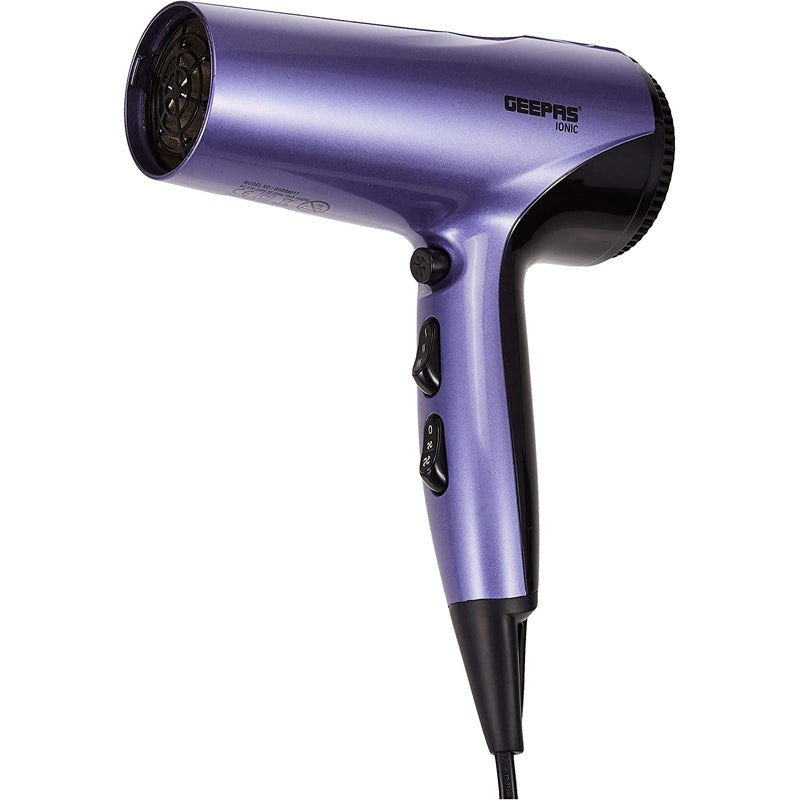 Geepas Hair Dryer 1800W - Ionic Fast Drying Hair Blow Dryer With 3 Heat Settings, 2 Speed Settings & Cool Shot Settings | Ideal For Short & Long Hairs