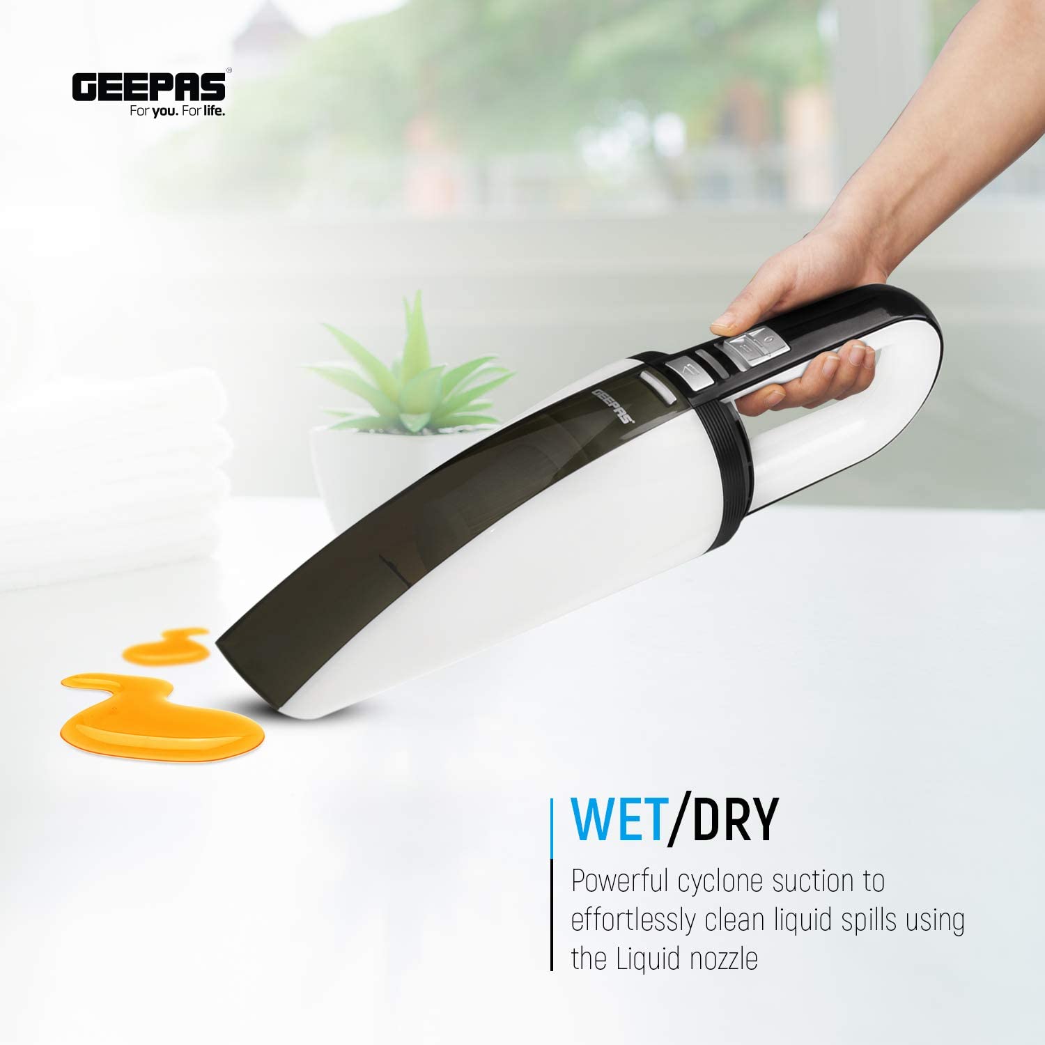 Geepas Cordless Handheld Vacuum Cleaner – Rechargeable and Lightweight Hand Held Vacuum Cleaner – Low Noise Design with HEPA Filter for Home, Kitchen, Pet, Car & Office - 2 Years Warranty, GVC19015UK