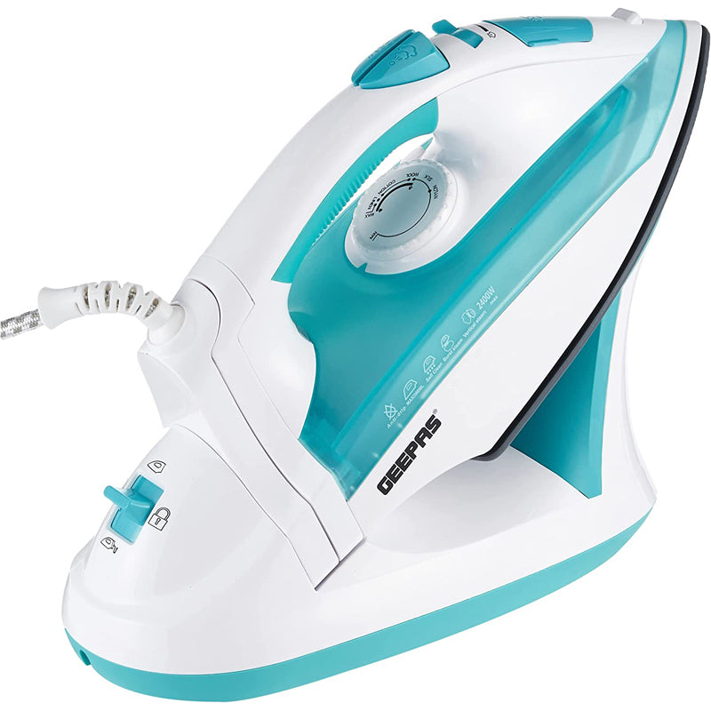 Geepas Corded & Cordless Steam Iron 2400W - Non-Stick Ceramic Soleplate, Steam Boost, Anti Drip & Self Cleaning Functions With Water Tank & Power Base | 2 Years Warranty