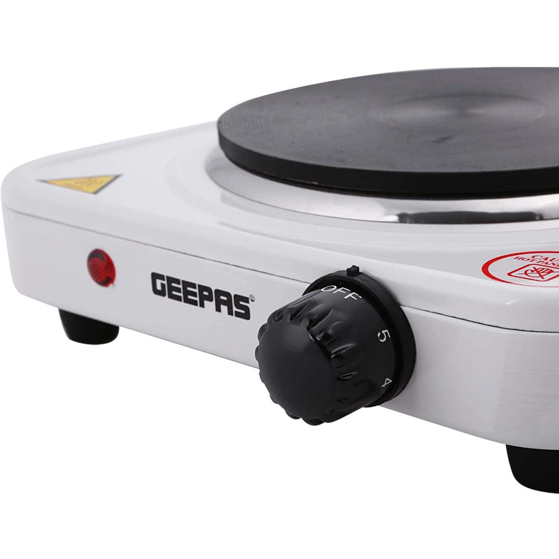 Geepas GHP32013 1000W Electric Single Hot Plate for Flexible & Precise Table Top Cooking - Cast Iron Heating Plate