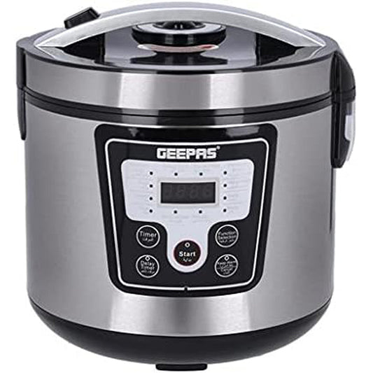 Geepas GMC35031 Electric Pressure Cooker - Multi-Cooker with Non-Stick Pot | Digital Display LED Screen with Touch Selection Menu | 12 One-Touch Programs | 24 Hours Timer | 2 Years Warranty