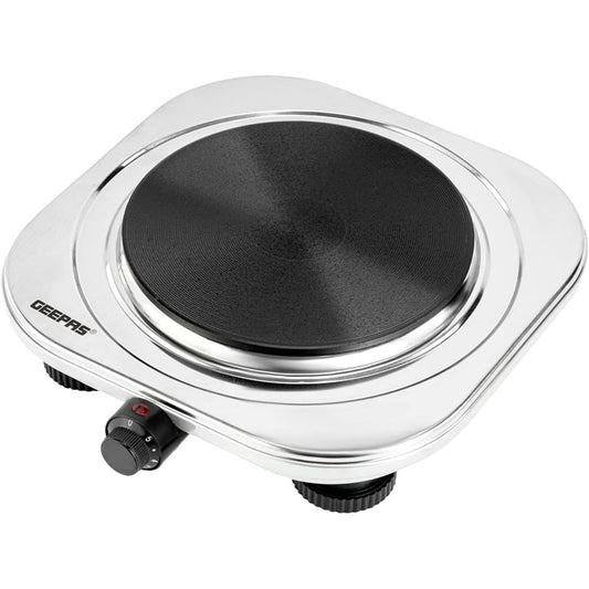 Geepas Stainless Steel Single Hot Plate, Indicator Light, GHP32023 1500W, Adjustable Temperature Control, Overheat Protection,2 Years Warranty, Silver