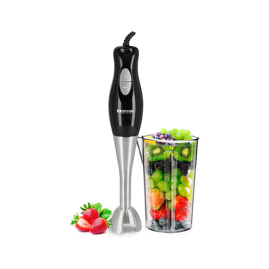 Krypton 200W Powerful Hand Blender | Immersion Hand Blender | Stainless Steel | 500ml Cup | Ideal for Smoothies, Shakes, Baby Food, Soup, Grinding Ingredients, Vegetables & Fruits - 2 Years Warranty