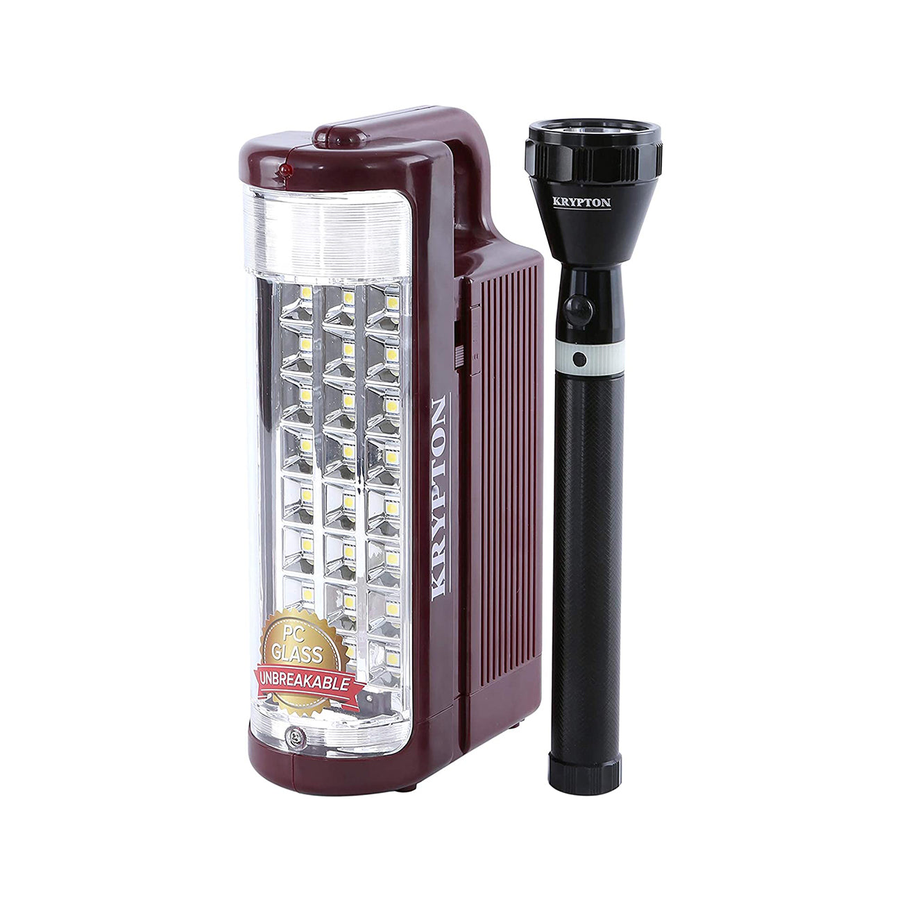 Krypton Emergency Light and Flashlight Combo, Maroon/Black