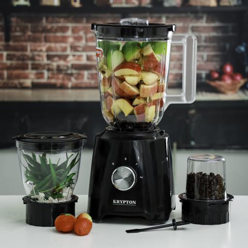 3-in-1 Blender, Stainless Steel Blades, KNB6136N - Stylish Design, Overload Protection, 1.5L Unbreakable PC Jar with Grinder Cups, 2 Speed Switch with Pulse Function, 500W Powerful Motor