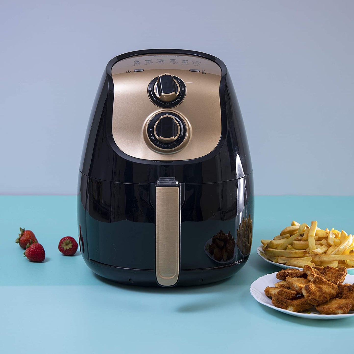 Krypton 3.5L Air Fryer with Rapid Air Circulation System - 80-200 C Adjustable Temperature Control for Healthy Oil Free or Low Fat Cooking - 60 Minute Manual Timer, Overheat Protection