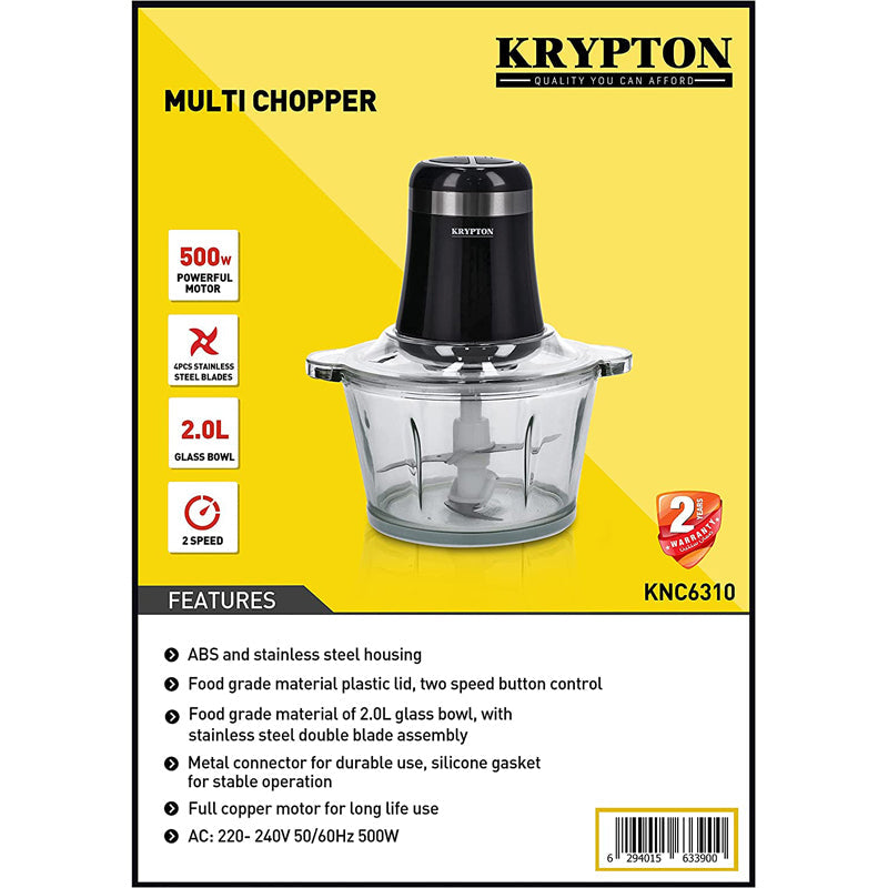 Krypton Powerful Copper Motor, With 2 Speed, Multi Chopper KNC6310, Black