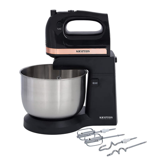 Krypton 5 Speed Control Stand Mixer,With 3L Rotating Bowl , Two Beaters And Two Hooks, Black, KNSM6343"Min 1 year manufacturer warranty"