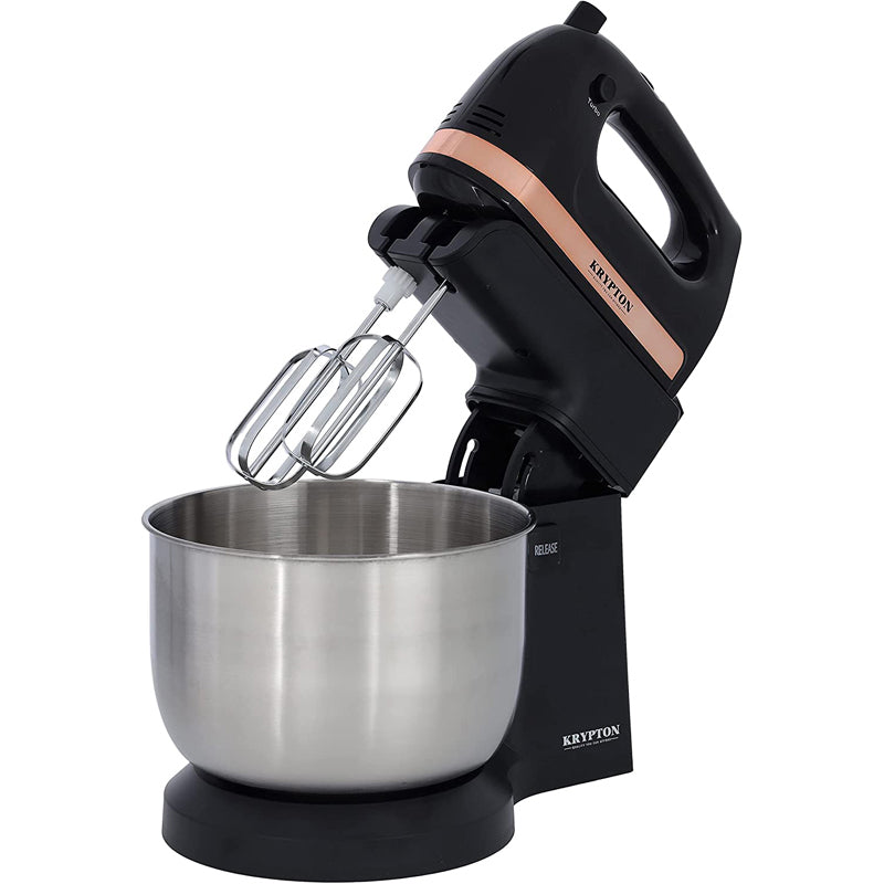 Krypton 5 Speed Control Stand Mixer,With 3L Rotating Bowl , Two Beaters And Two Hooks, Black, KNSM6343"Min 1 year manufacturer warranty"