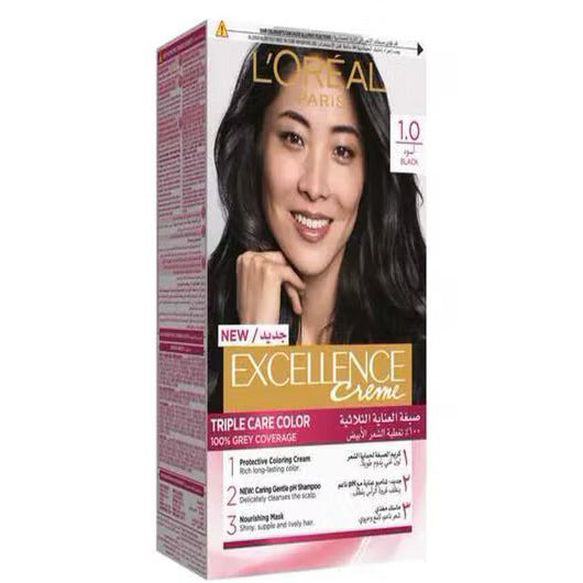 loreal-excellence-creme-1-0-blackL'OREAL PARIS
 Excellence Creme Triple Care Color 1 Black 192ml