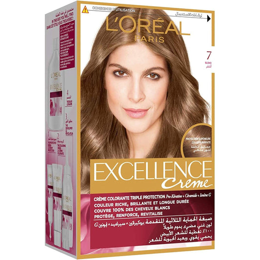 loreal-excellence-creme-7-blonde-blondL'Oreal Paris Excellence Crème Permanent Hair Color, 7.0 Blonde