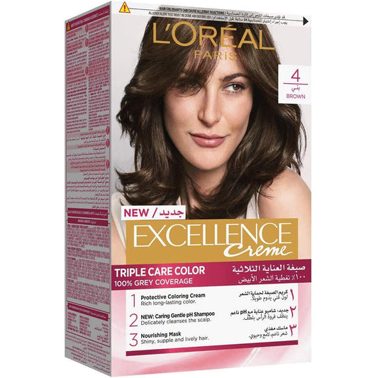 loreal-excellence-creme-4-brownL'Oreal Paris Excellence Crème Permanent Hair Color, 4.0 Brown