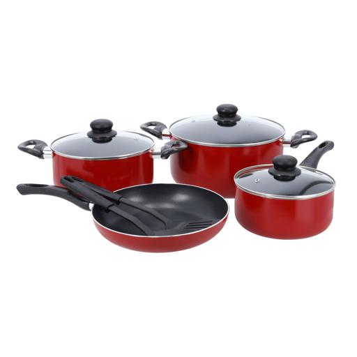 Delcasa | DC1995, Non-Stick Cookware Set, 9pcs Aluminium Cookware, DC1995 | 3 Layer Durable Construction | Tempered Glass Lid with Steel Frame | CD Bottom | Bakelite Handle | 2pcs Nylon Tool