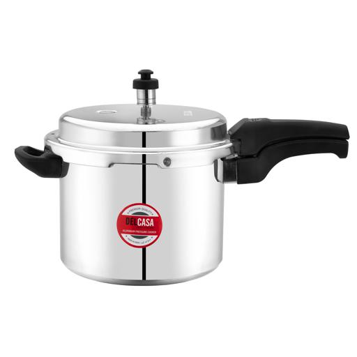 Delcasa | DC2102, 3 Litre Aluminium Pressure Cooker, Sleek and Simple, DC2102 | Induction Compatible | Durable Cooker with Lid | Improved Pressure Regulator | Comfortable Handle