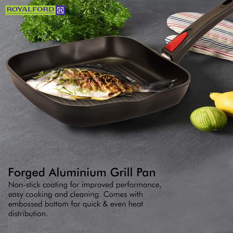 Royalford Forged Grill Pan, 28 cm, Aluminum