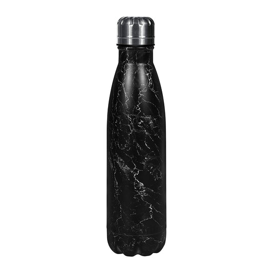 Royalford 500ml Vacuum Bottle – Double Wall Stainless Steel Flask & Water Bottle – Hot & Cold Leak-Resistant Sports Drink Bottle – Vacuum Insulation Bottle for Indoor Outdoor Use (Black)