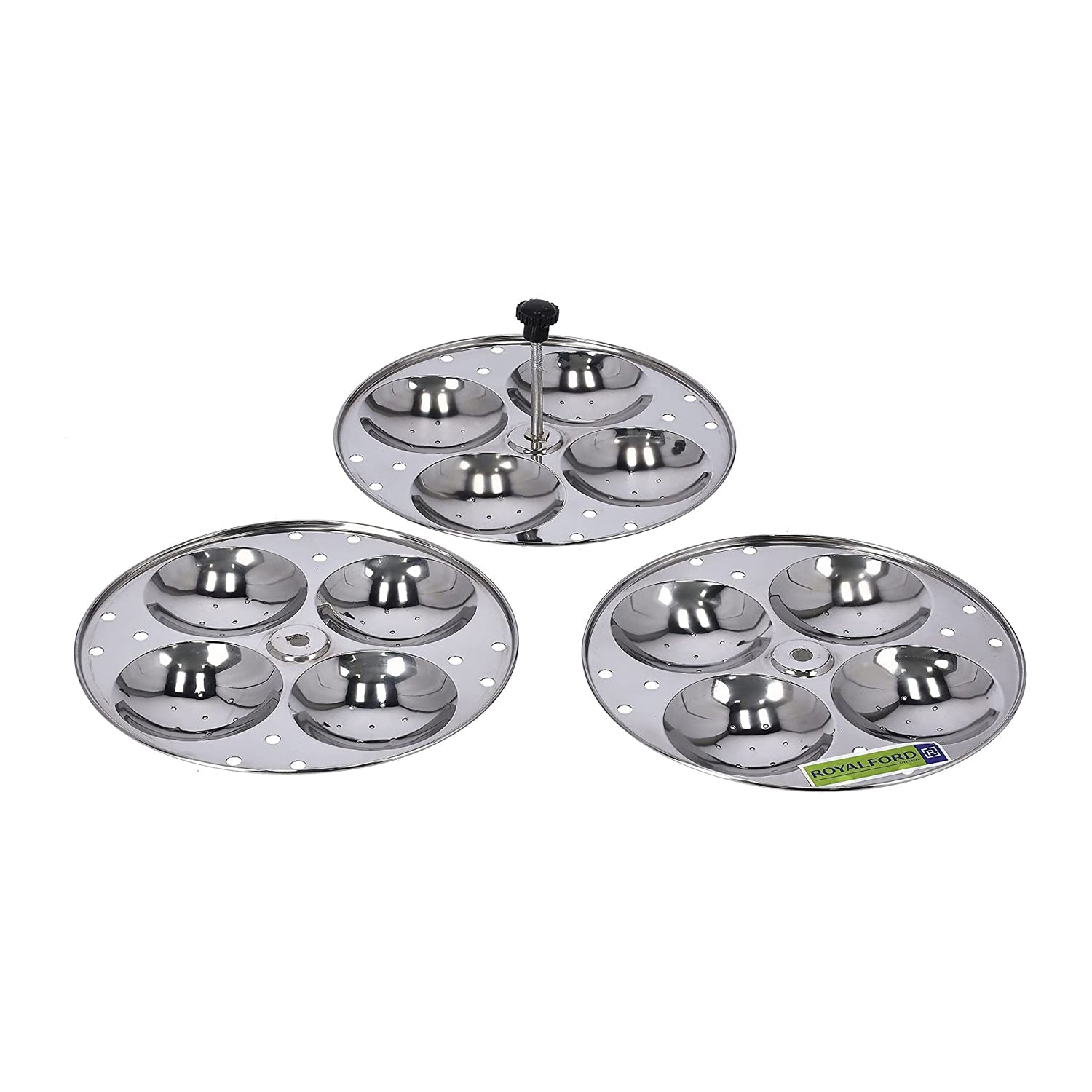 Royalford Stainless Idly Stand -3-Tier with 12 Pcs Capacity Idli Steamer, Idli Trey, | Stainless Steel Food Grade Material Medium Idli Stand for Pressure Cooker | Perfect Idli, Samosa Idli,RF9876