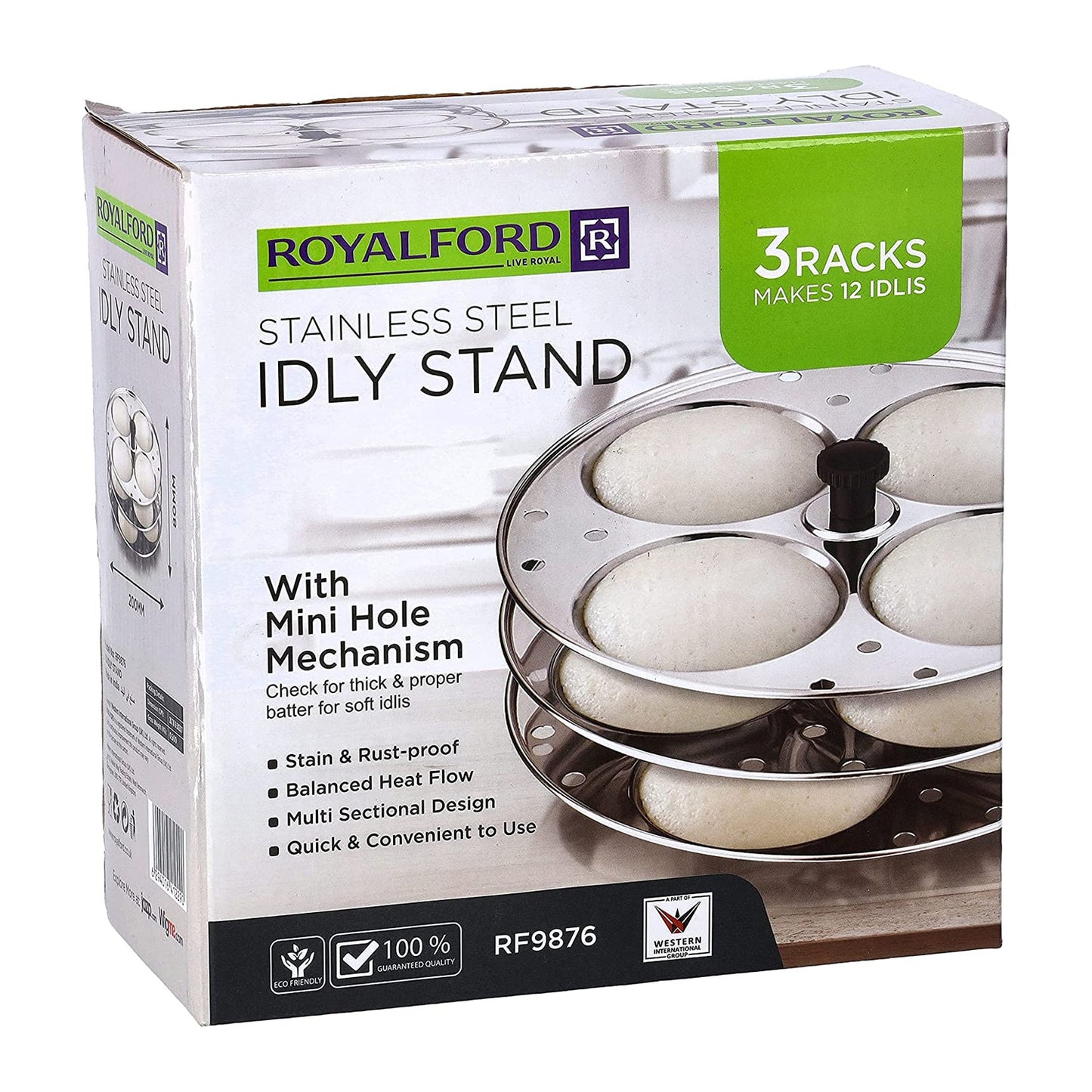 Royalford Stainless Idly Stand -3-Tier with 12 Pcs Capacity Idli Steamer, Idli Trey, | Stainless Steel Food Grade Material Medium Idli Stand for Pressure Cooker | Perfect Idli, Samosa Idli,RF9876