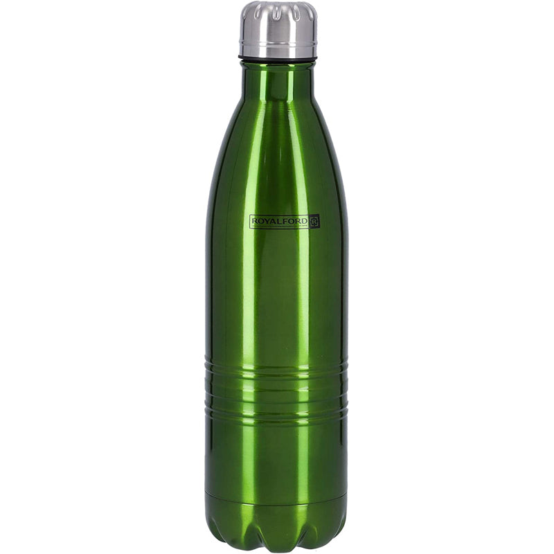 Royalford RF5770GR 750ml Vacuum Bottle - Double Wall Stainless Steel Flask & Water Bottle - Hot & Cold Leak-Resistant Sports Drink Bottle -Vacuum Insulation Bottle
