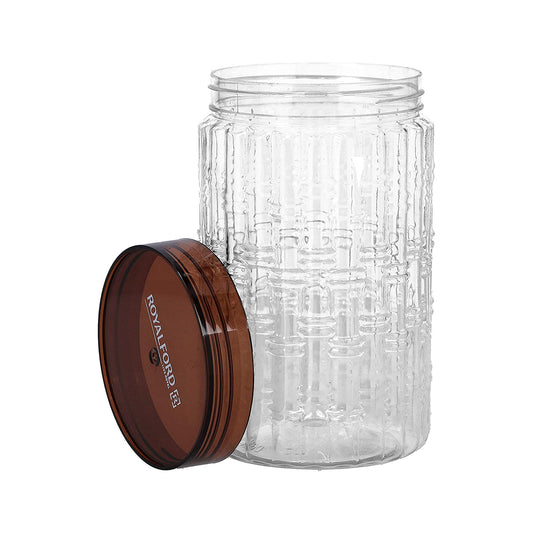 Royalford 1500Ml Christy Clear Canister- Portable & Stackable Design | Transparent Body With Tight Lid | Perfect For Preserving Snacks, Chocolate Bars, Coffee Beans, Cookies, Cereals & More,Rf10076