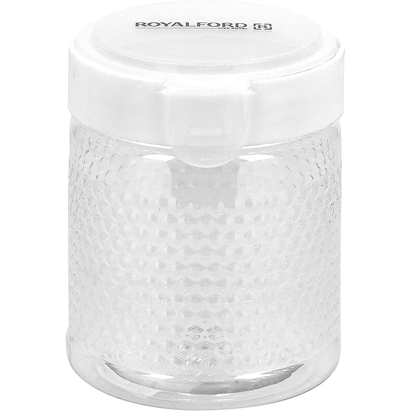 Royalford RF10082 Crystalia Round Canister 800ML - Portable & Stackable Design | Transparent Body with Tight Lid | Perfect for Preserving Snacks, Chocolate Bars, Cookies, Cereals & More