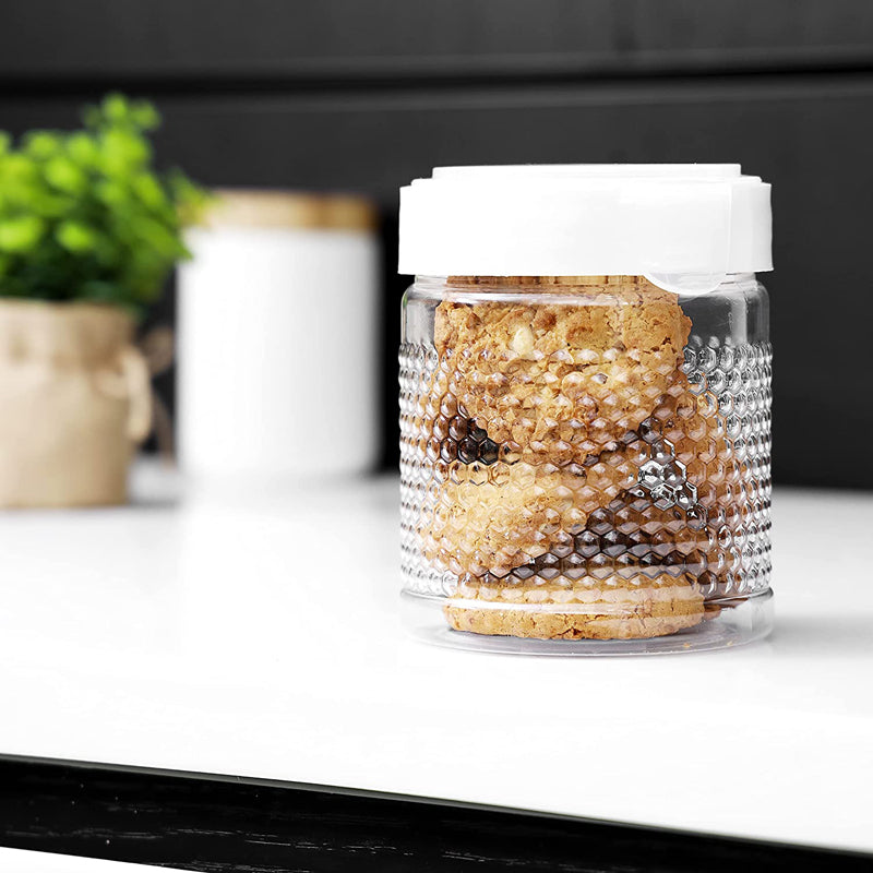 Royalford RF10082 Crystalia Round Canister 800ML - Portable & Stackable Design | Transparent Body with Tight Lid | Perfect for Preserving Snacks, Chocolate Bars, Cookies, Cereals & More