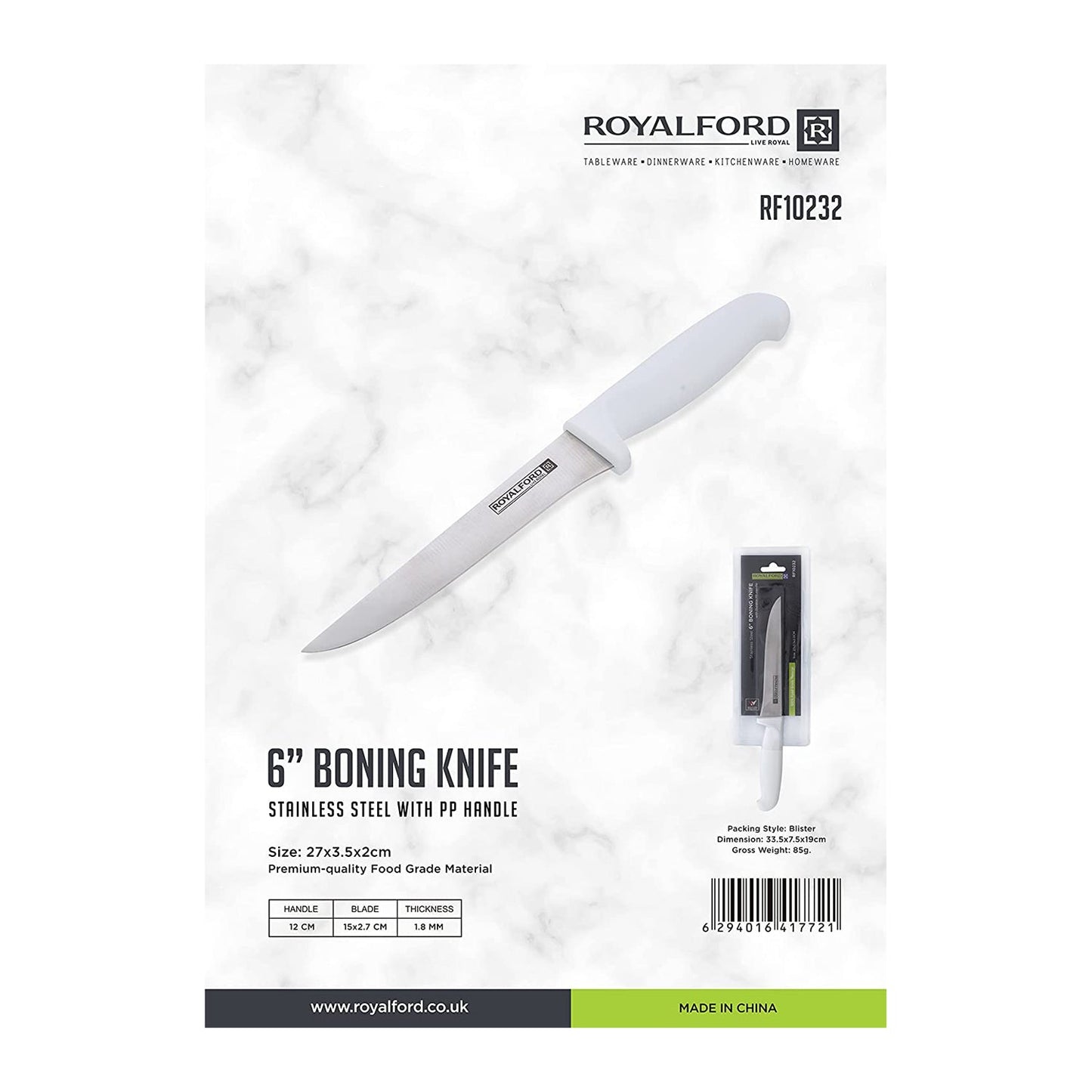6" Bonning Knife Stainless Steel With PP Handle, RF10232 | Sharp Blade | Rust-Resistant | Durable & Strong | Knife For Cutting Vegetables, Meat, Fruits