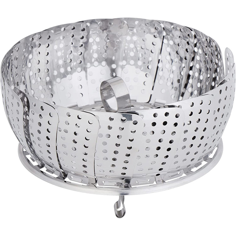 Royalford Steamer Basket, Stainless Steel Steam Dry and Store, RF10778 | Multipurpose Folding Steamer Insert Fits Various Size Pot and Instapot Pressure Cooker, silver