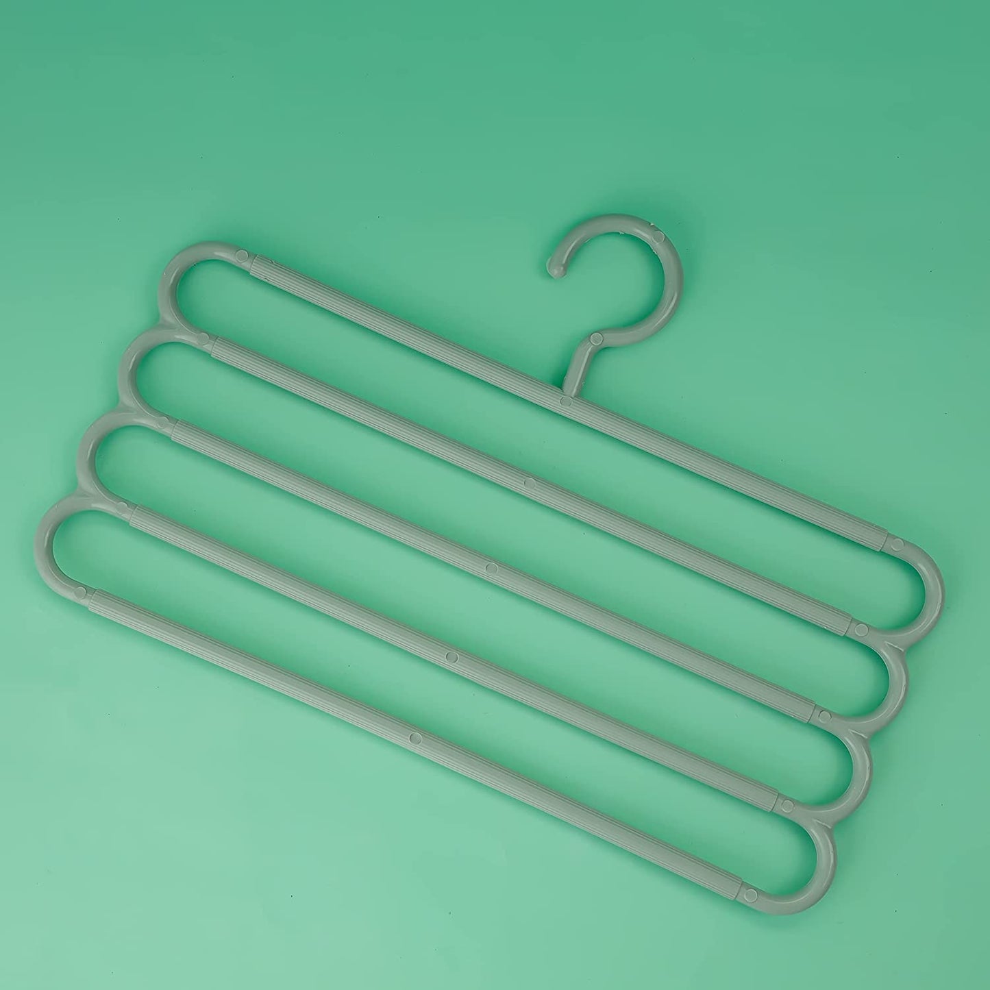 Royalford 4-Tier Folded Clothes Hanger- RF10934 Plastic Hanger Perfect for All Kinds of Clothes Ideal for Tie, Scarves, Belt, Innovative, Trendy and Anti-Skid Sturdy High Tensile Strength White