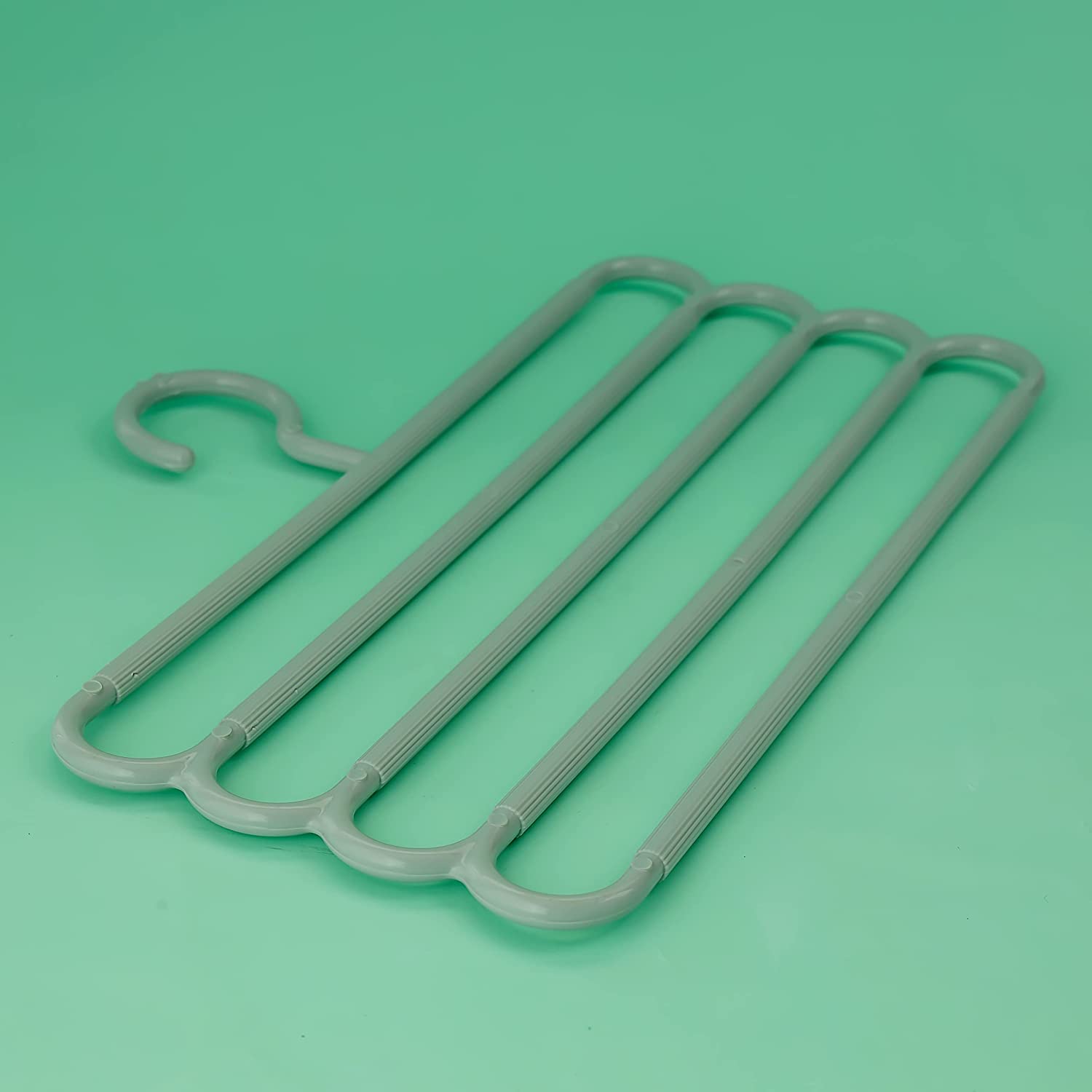 Royalford 4-Tier Folded Clothes Hanger- RF10934 Plastic Hanger Perfect for All Kinds of Clothes Ideal for Tie, Scarves, Belt, Innovative, Trendy and Anti-Skid Sturdy High Tensile Strength White