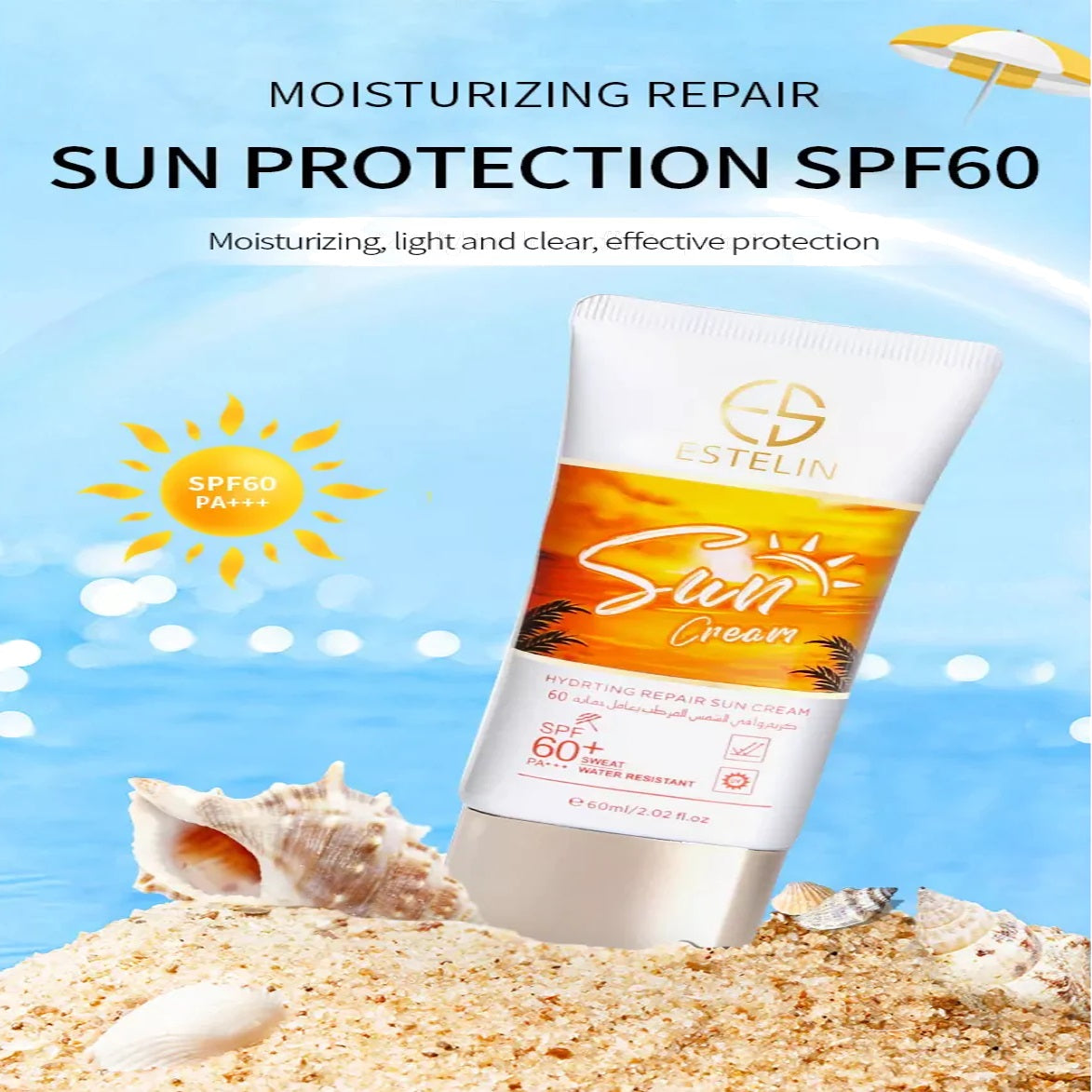 Estelin Sun Cream Hydrating Repair Sun Cream SPF 60+, 60ml