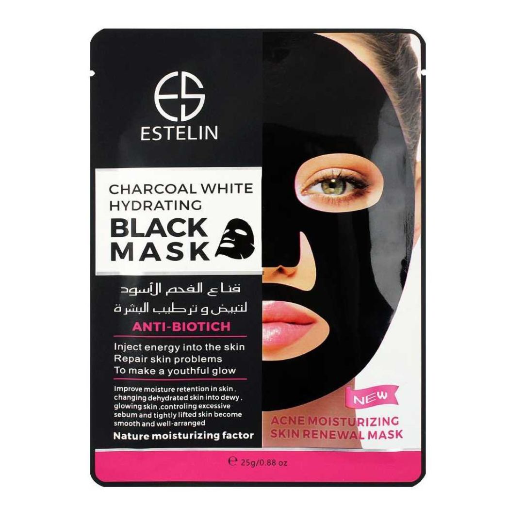 Estelin Charcoal White Hydrating Black Mask 25g 5pcs