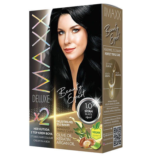 MAXX DELUXE 1.0 BLACK KIT, Improved Triple care, Long Lasting, Olive Oil, Keratin and Argan Oil