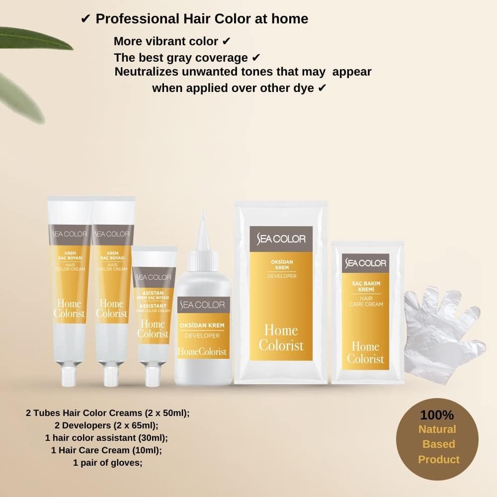 Sea Color "HOME COLORIST" - 6.0 DEEP BLONDE, Professional Hair Dye Set, 2 tubes in a box